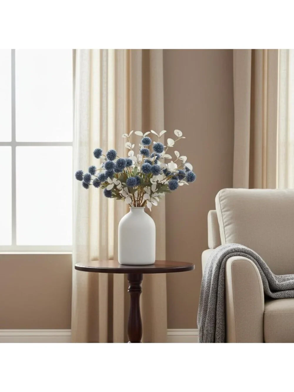 Large White Big Iron Vase for Long Stem Flowers Modern Japandi Home Decoration